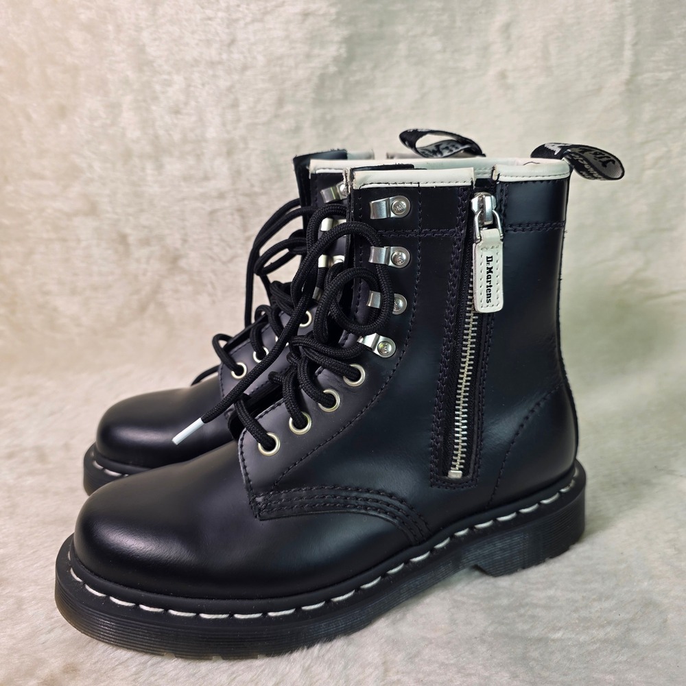 Dr. Martens 1460 Zipped HDW Black Leather Combat Boots Womens 36 5 NEW